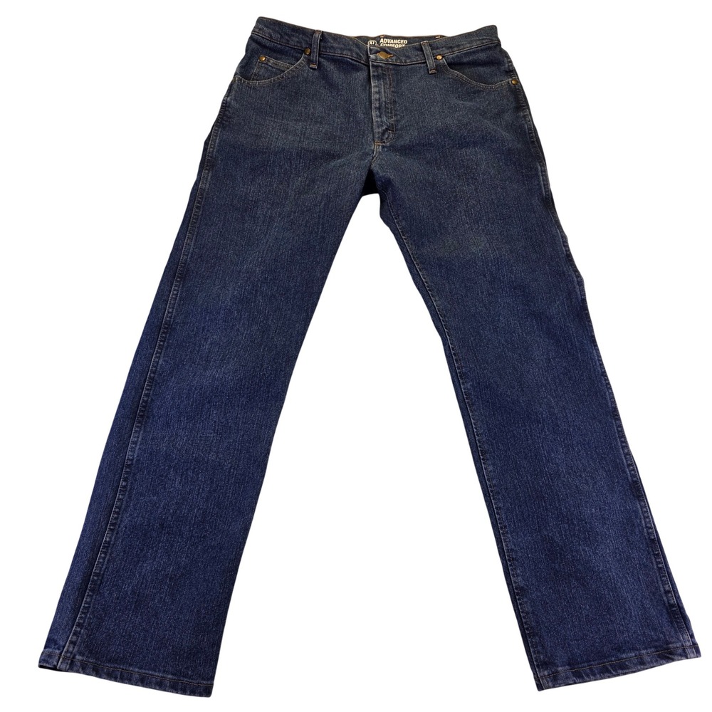 Wrangler Advanced Comfort Regular Fit Men's Jeans Dark Wash 36x32 Western Denim